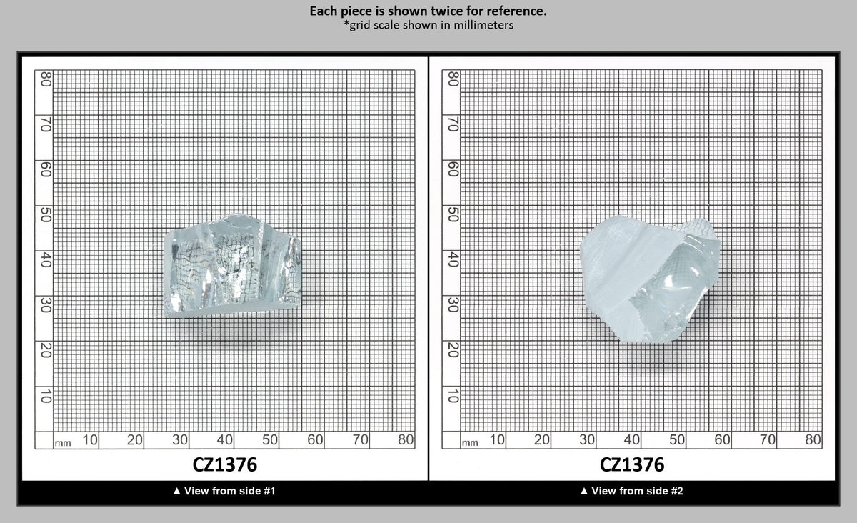 Ice Blue Cubic Zirconia Faceting Rough for Gem Cutting - Various Sizes : CZ1376