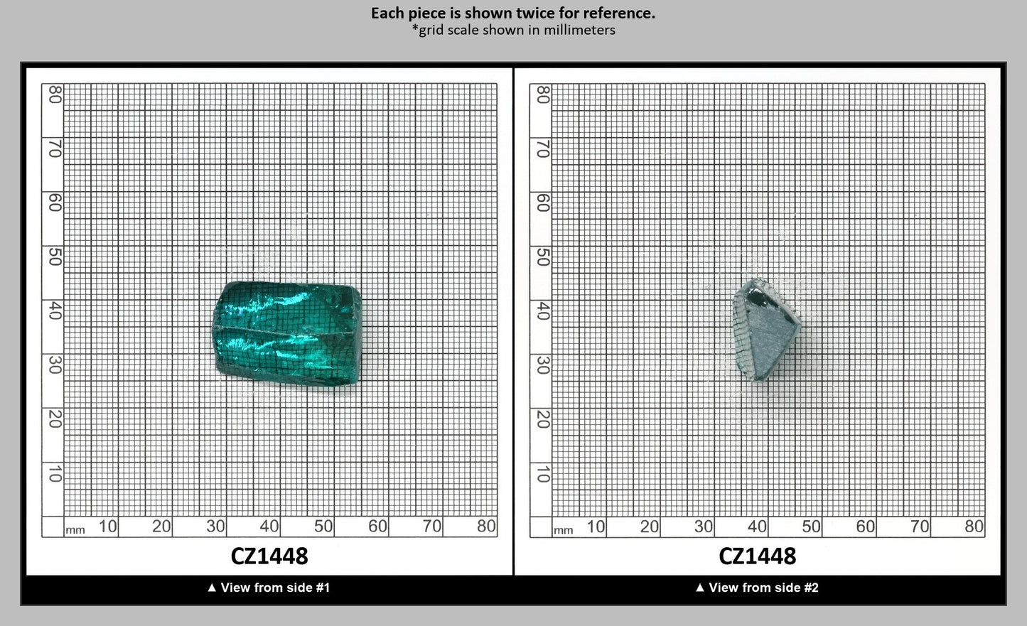 Emerald (Blueish) Cubic Zirconia Faceting Rough for Gem Cutting - Various Sizes : CZ1448