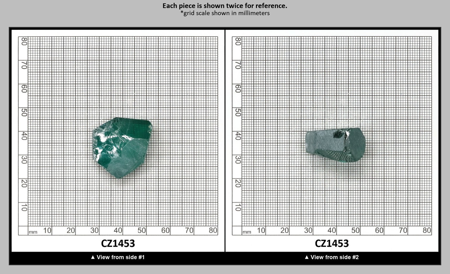 Emerald (Blueish) Cubic Zirconia Faceting Rough for Gem Cutting - Various Sizes : CZ1453