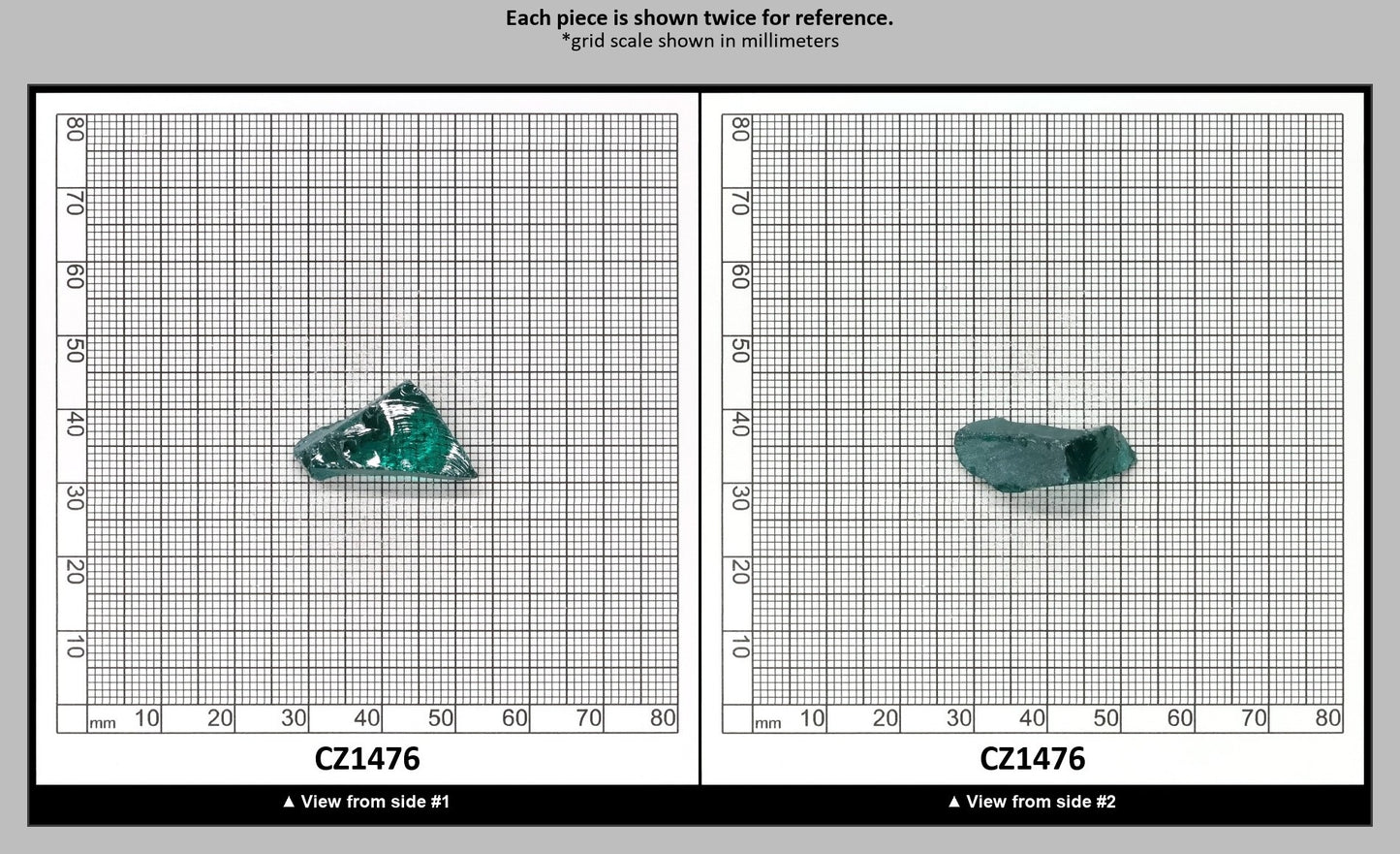 Emerald (Blueish) Cubic Zirconia Faceting Rough for Gem Cutting - Various Sizes : CZ1476