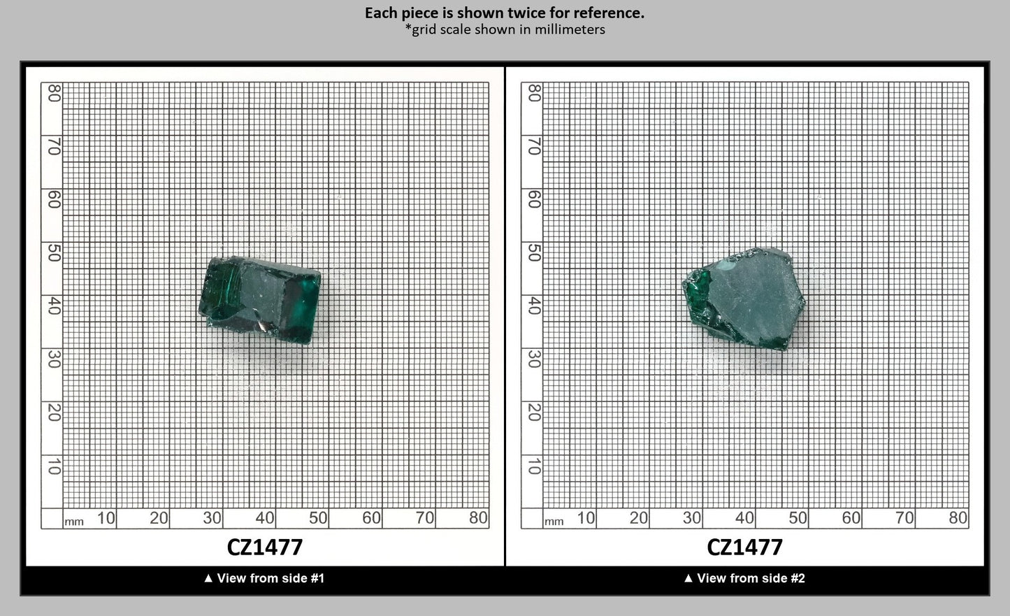 Emerald (Blueish) Cubic Zirconia Faceting Rough for Gem Cutting - Various Sizes : CZ1477