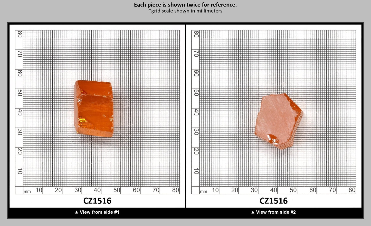 Papaya Cubic Zirconia Faceting Rough for Gem Cutting - Various Sizes : CZ1516