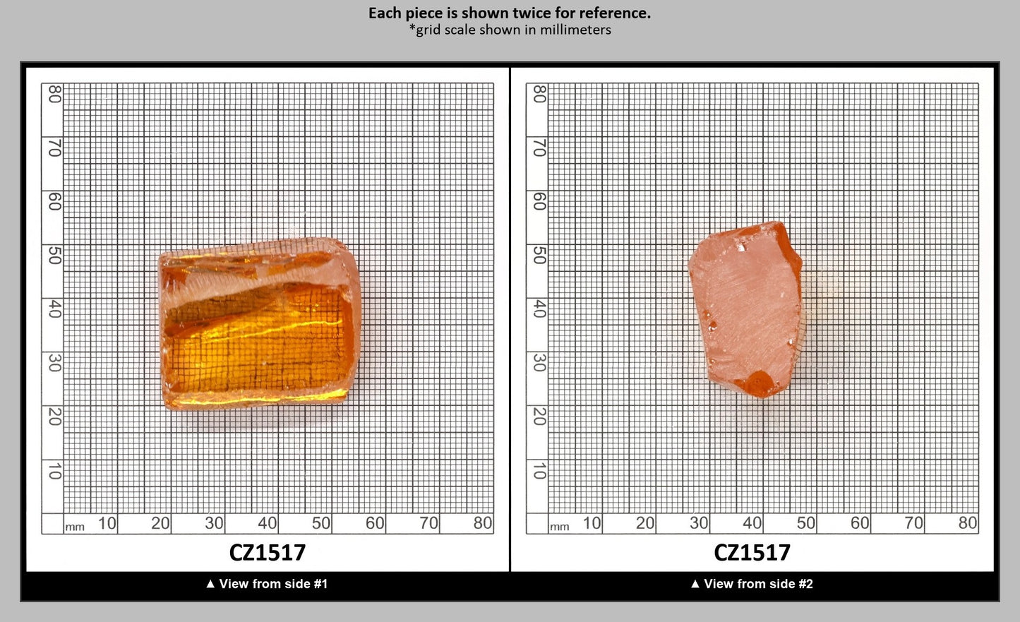 Papaya Cubic Zirconia Faceting Rough for Gem Cutting - Various Sizes : CZ1517