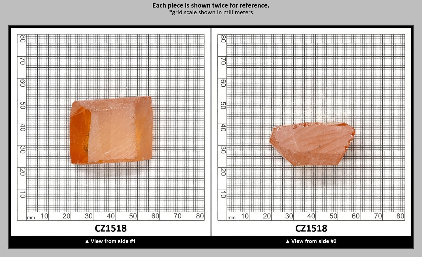 Papaya Cubic Zirconia Faceting Rough for Gem Cutting - Various Sizes : CZ1518