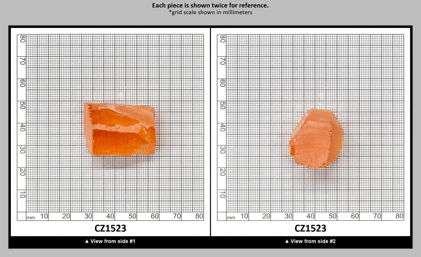Papaya Cubic Zirconia Faceting Rough for Gem Cutting - Various Sizes : CZ1523