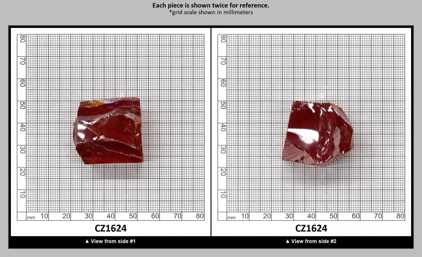 Dark Red Cubic Zirconia Faceting Rough for Gem Cutting - Various Sizes : CZ1624