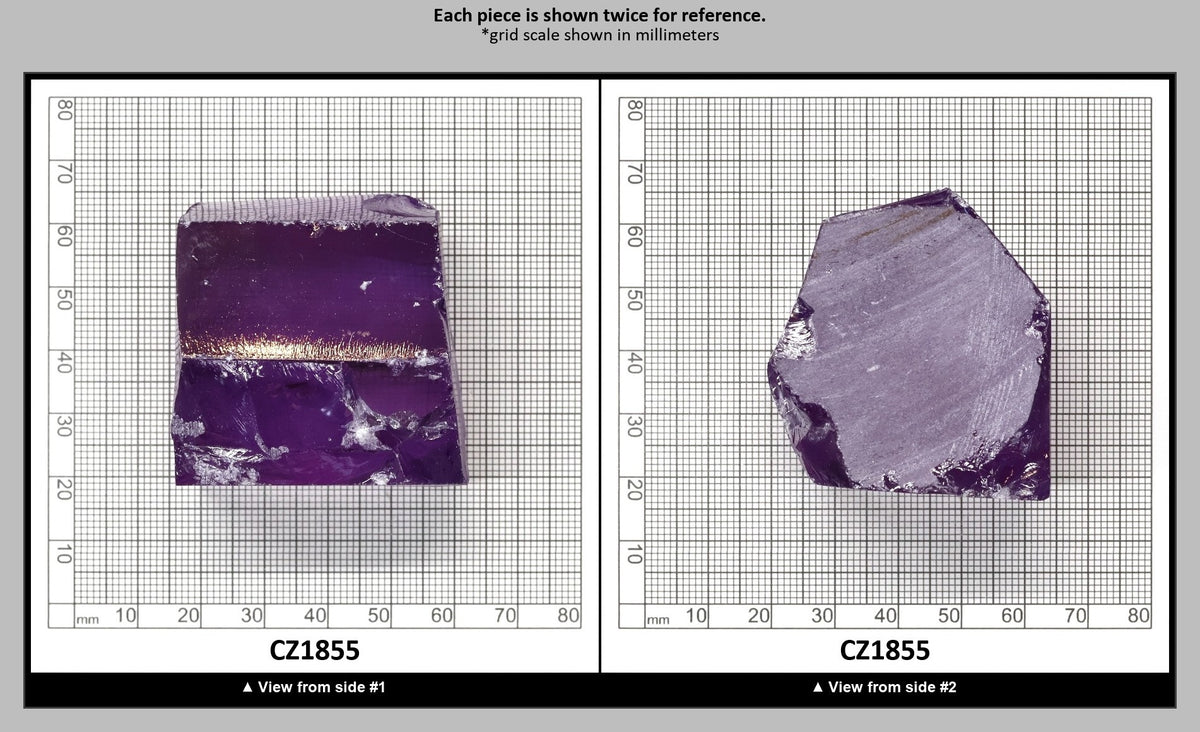 Dark Lavender Cubic Zirconia Faceting Rough for Gem Cutting - Various Sizes : CZ1855