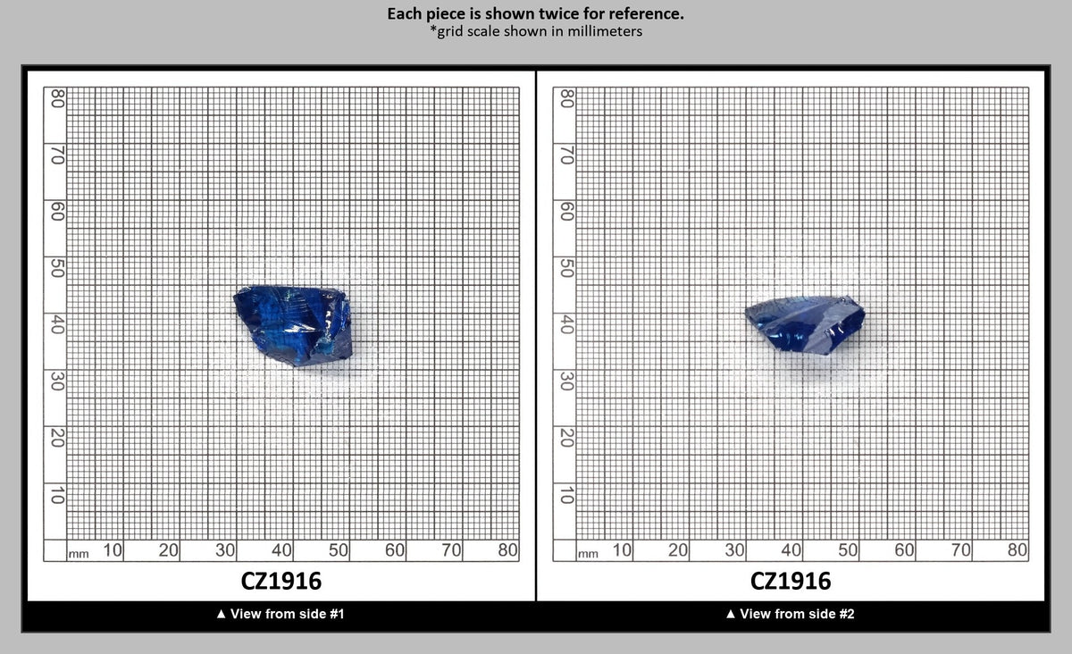 Blue Topaz Cubic Zirconia Faceting Rough for Gem Cutting - Various Sizes : CZ1916