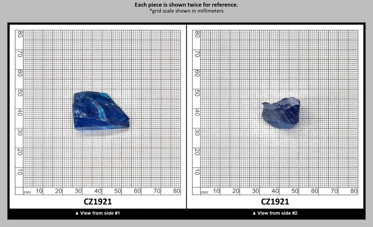 Blue Topaz Cubic Zirconia Faceting Rough for Gem Cutting - Various Sizes : CZ1921