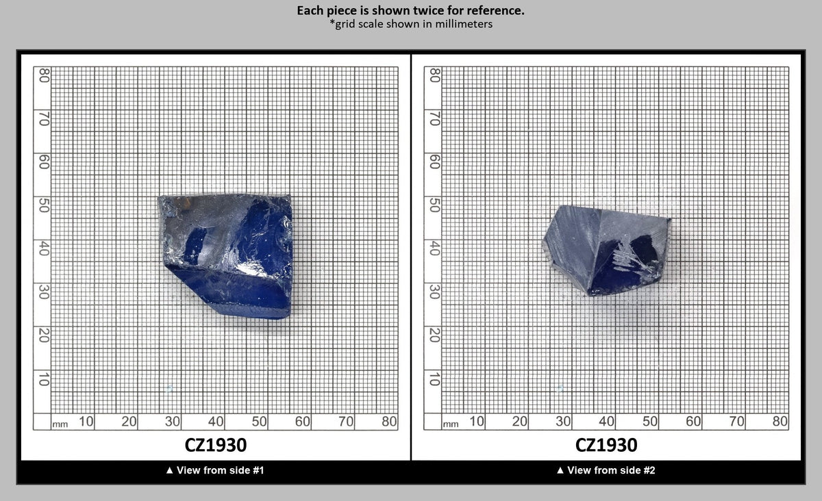 Blue Topaz Cubic Zirconia Faceting Rough for Gem Cutting - Various Sizes : CZ1930