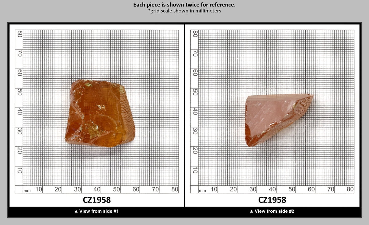 Gold Cubic Zirconia Faceting Rough for Gem Cutting - Various Sizes : CZ1958