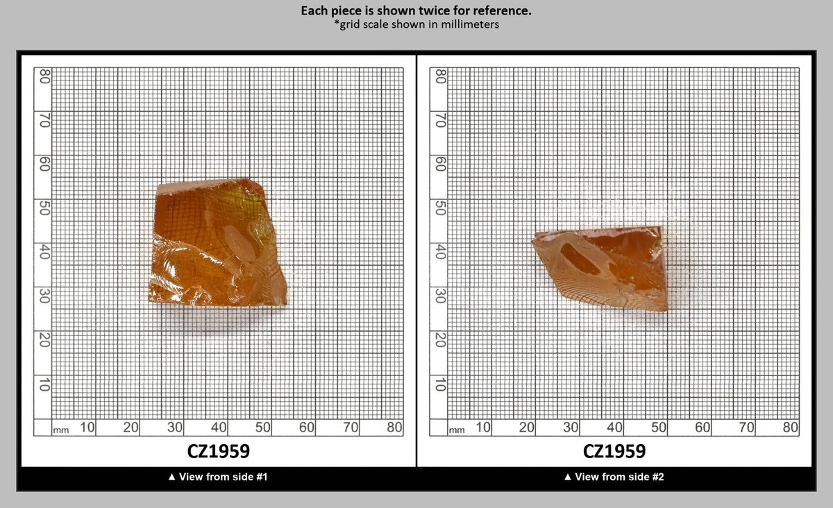 Gold Cubic Zirconia Faceting Rough for Gem Cutting - Various Sizes : CZ1959