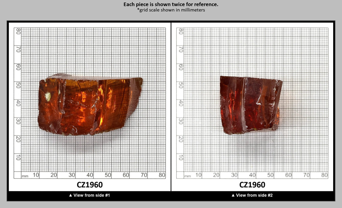 Gold Cubic Zirconia Faceting Rough for Gem Cutting - Various Sizes : CZ1960