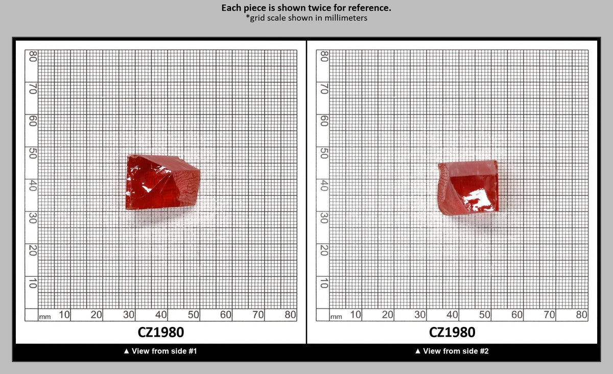 Dark Red Cubic Zirconia Faceting Rough for Gem Cutting - Various Sizes : CZ1980