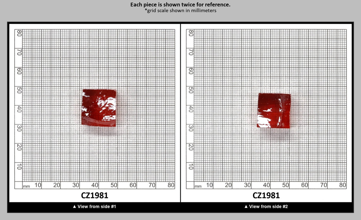 Dark Red Cubic Zirconia Faceting Rough for Gem Cutting - Various Sizes : CZ1981