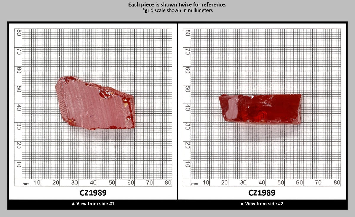 Dark Red Cubic Zirconia Faceting Rough for Gem Cutting - Various Sizes : CZ1989