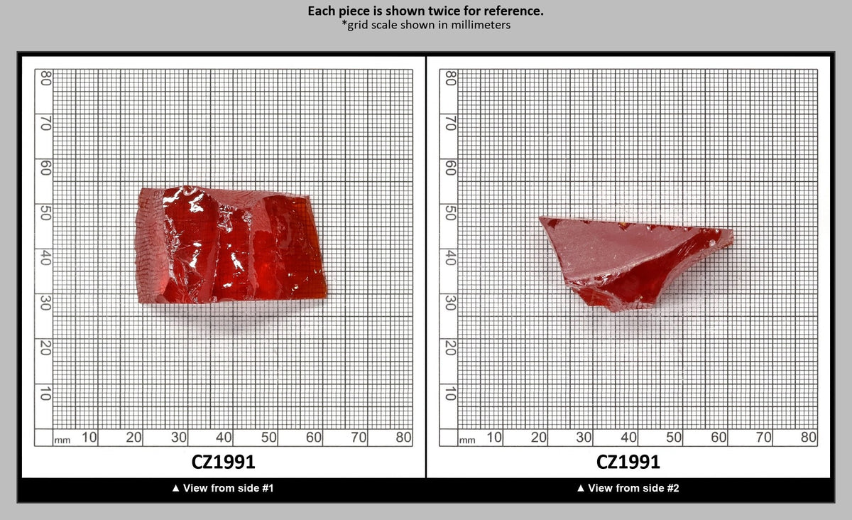 Dark Red Cubic Zirconia Faceting Rough for Gem Cutting - Various Sizes : CZ1991