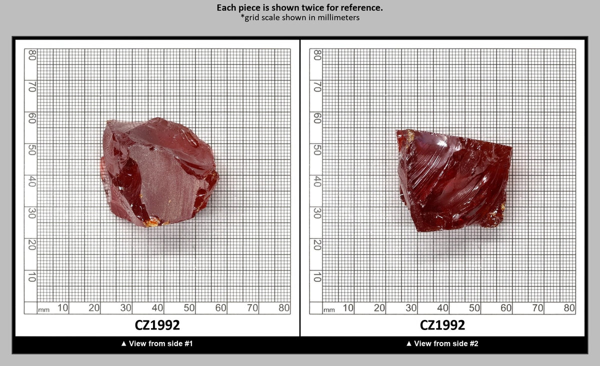 Dark Red Cubic Zirconia Faceting Rough for Gem Cutting - Various Sizes : CZ1992