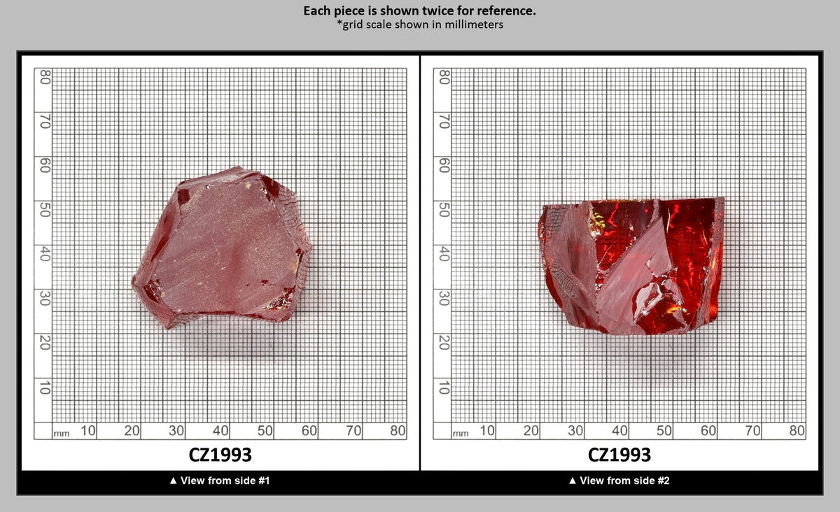 Dark Red Cubic Zirconia Faceting Rough for Gem Cutting - Various Sizes : CZ1993