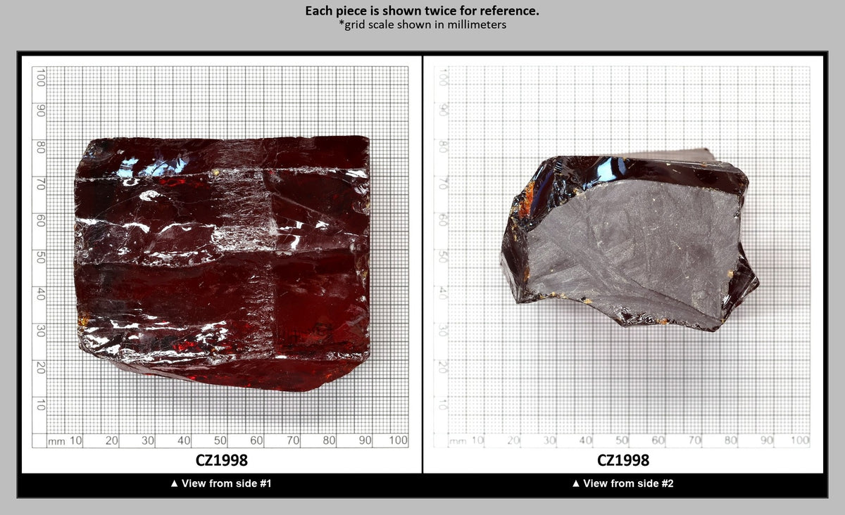 Dark Red Cubic Zirconia Faceting Rough for Gem Cutting - Various Sizes : CZ1998