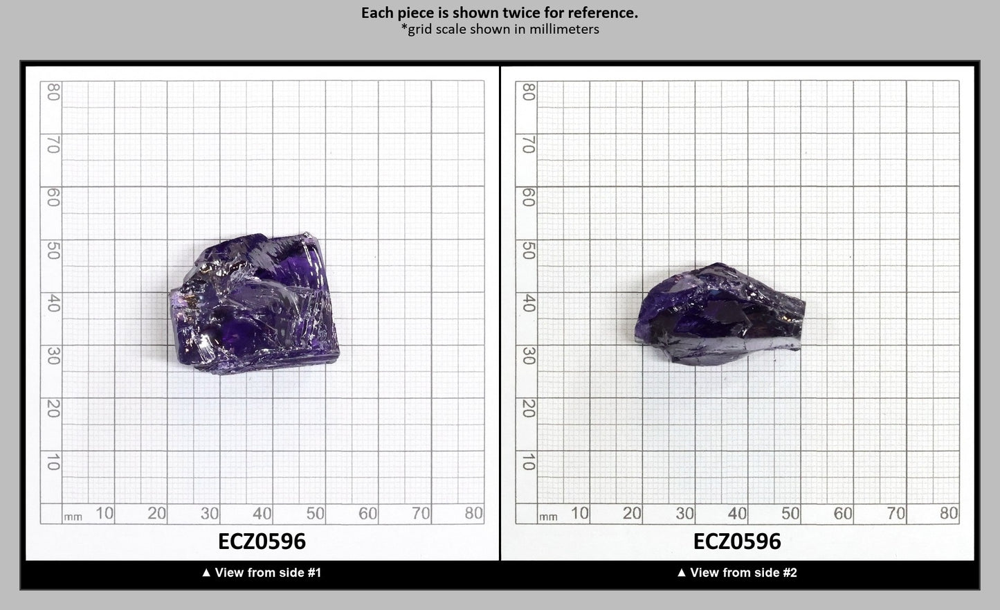 Dark Violet Cubic Zirconia Faceting Rough for Gem Cutting - Various Sizes : ECZ0596