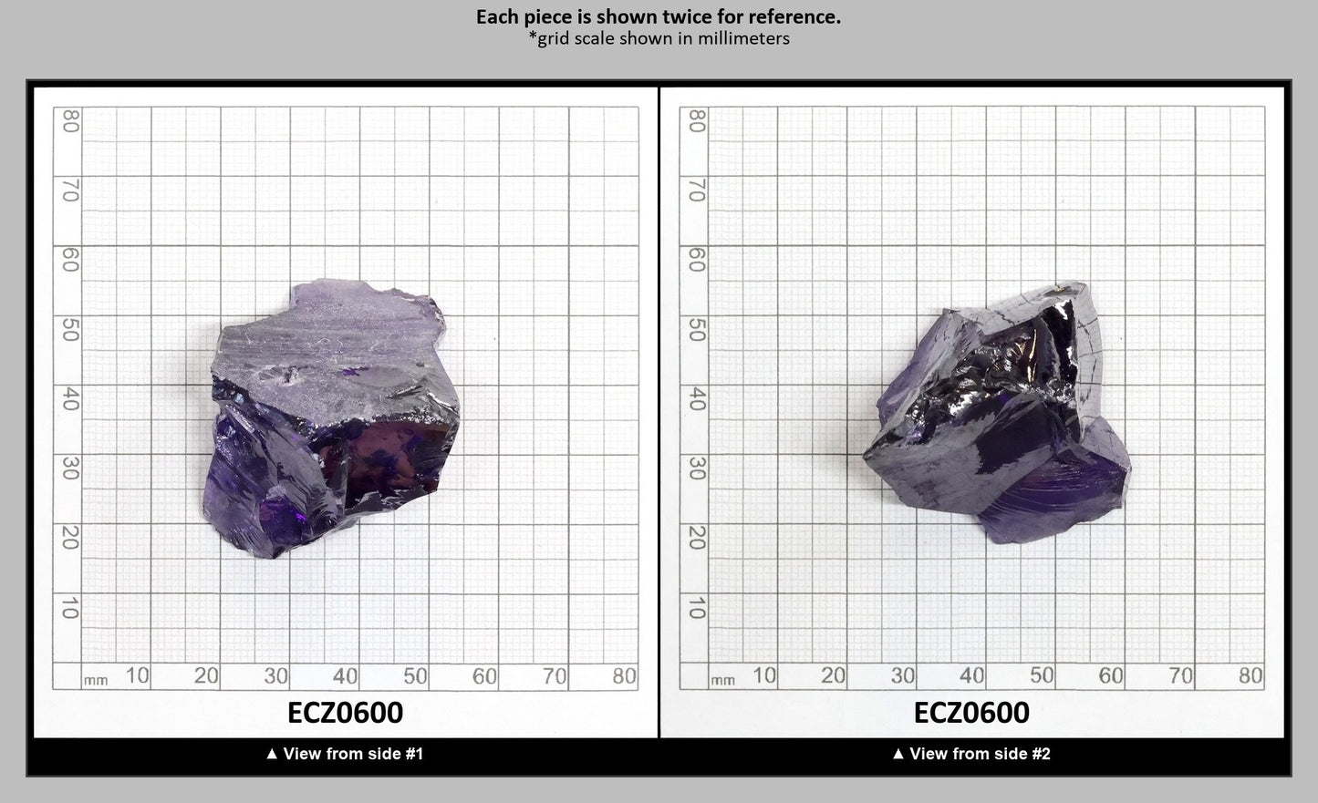 Dark Violet Cubic Zirconia Faceting Rough for Gem Cutting - Various Sizes : ECZ0600
