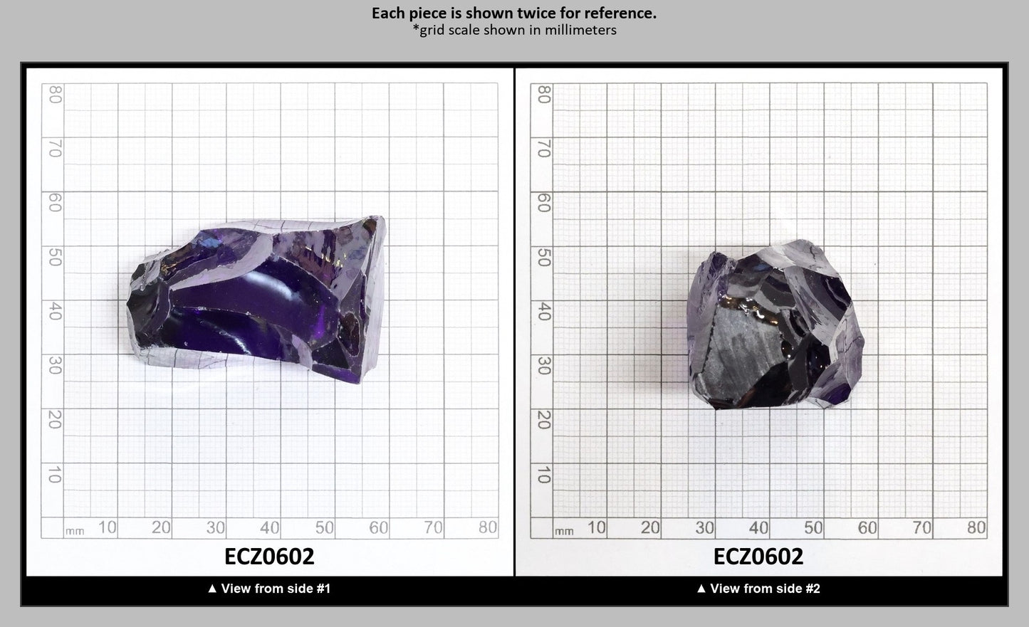 Dark Violet Cubic Zirconia Faceting Rough for Gem Cutting - Various Sizes : ECZ0602