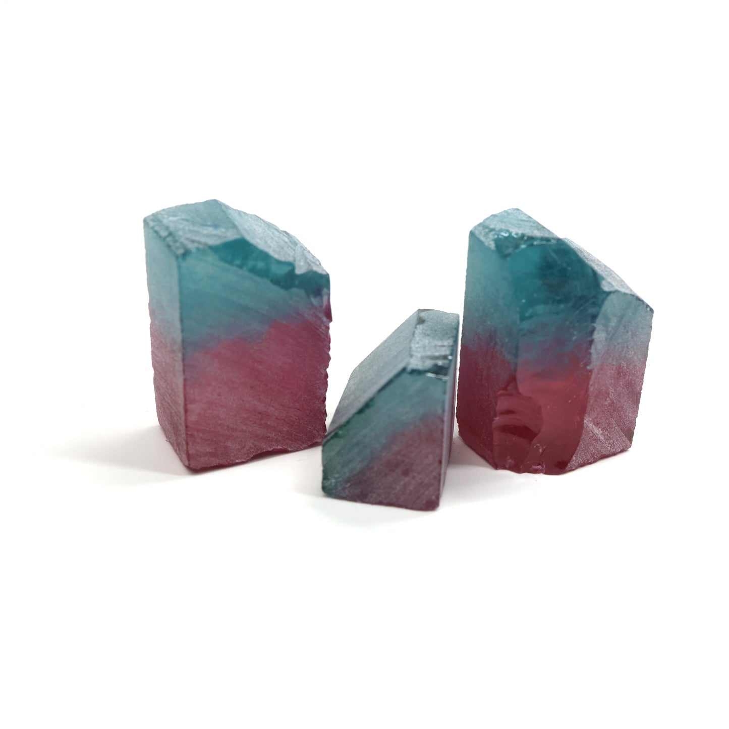 Nanosital Simulated (Included) Bi-Color Lab Created Faceting Rough for Gem Cutting - Pink-Blue - Various Sizes