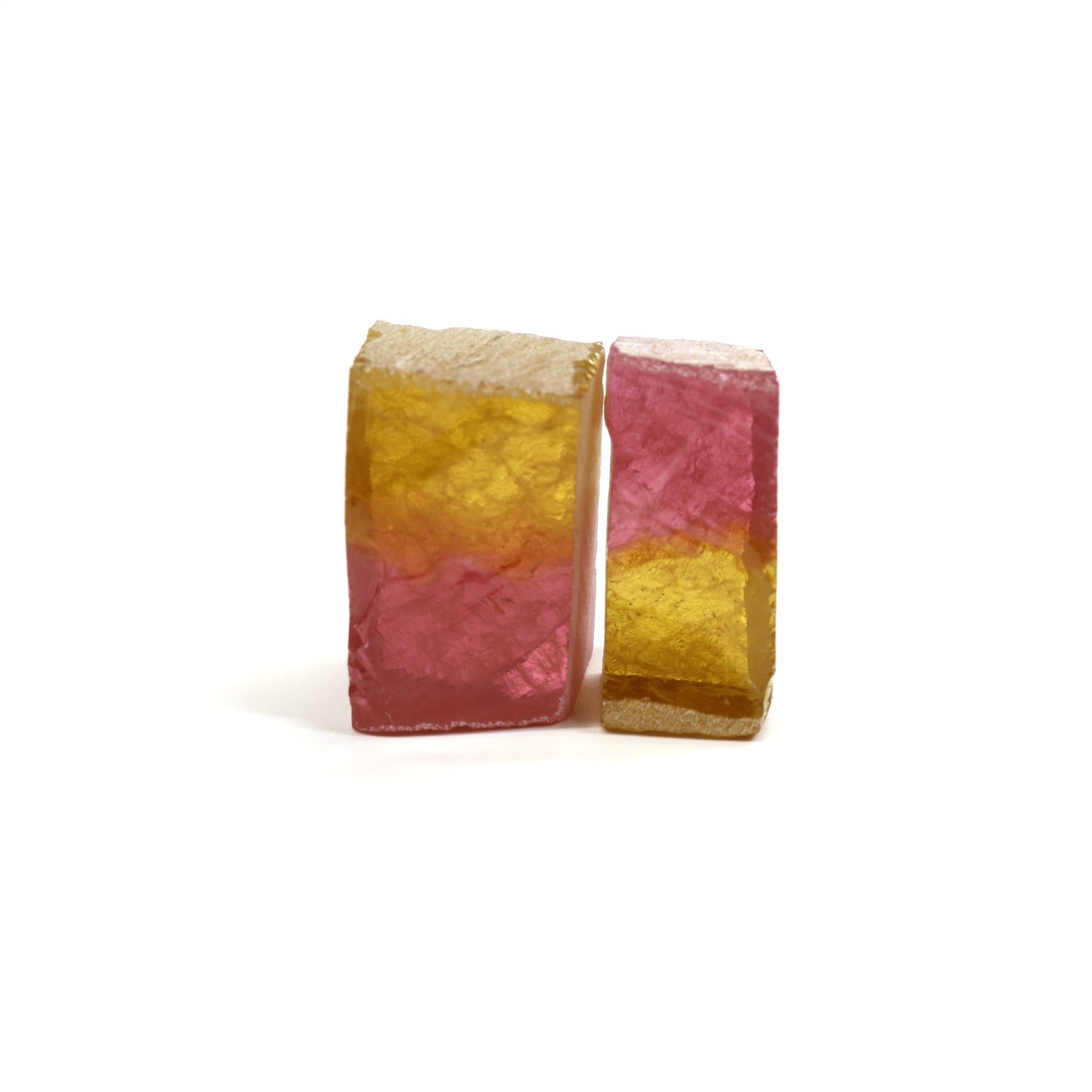 Nanosital Simulated (Included) Bi-Color Lab Created Faceting Rough for Gem Cutting - Kunzite-Intense Yellow - Various Sizes