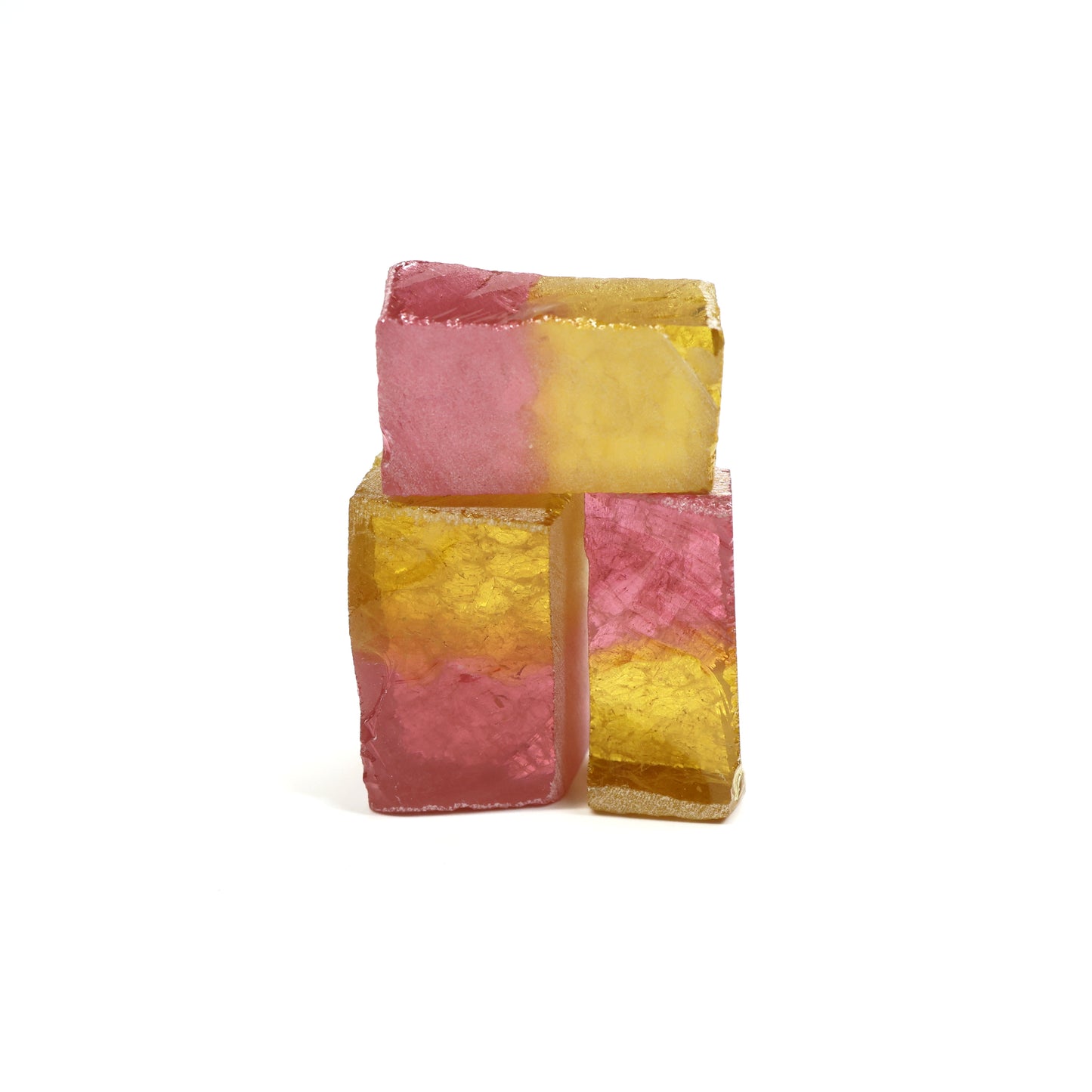 Nanosital Simulated (Included) Bi-Color Lab Created Faceting Rough for Gem Cutting - Kunzite-Intense Yellow - Various Sizes