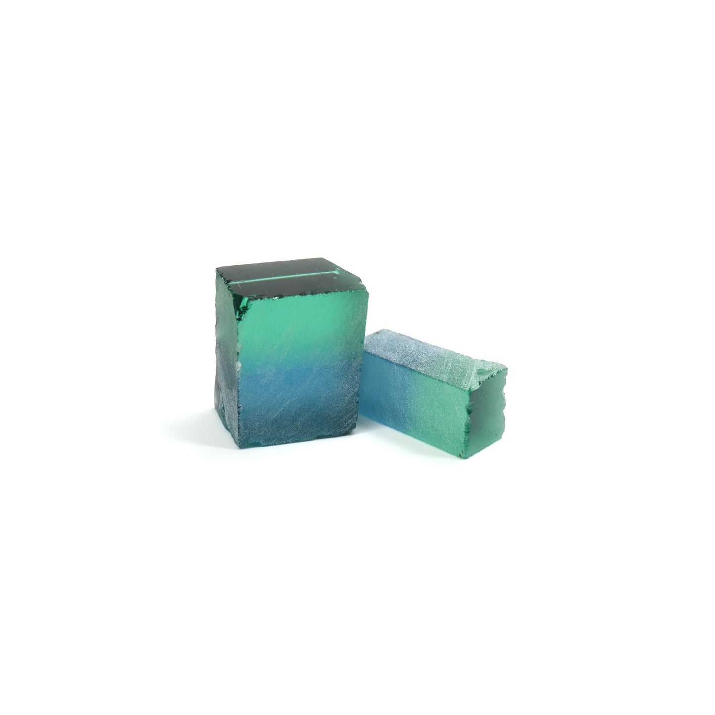 Nanosital Simulated Bi-Color Lab Created Faceting Rough for Gem Cutting - Blue-Green - Various Sizes