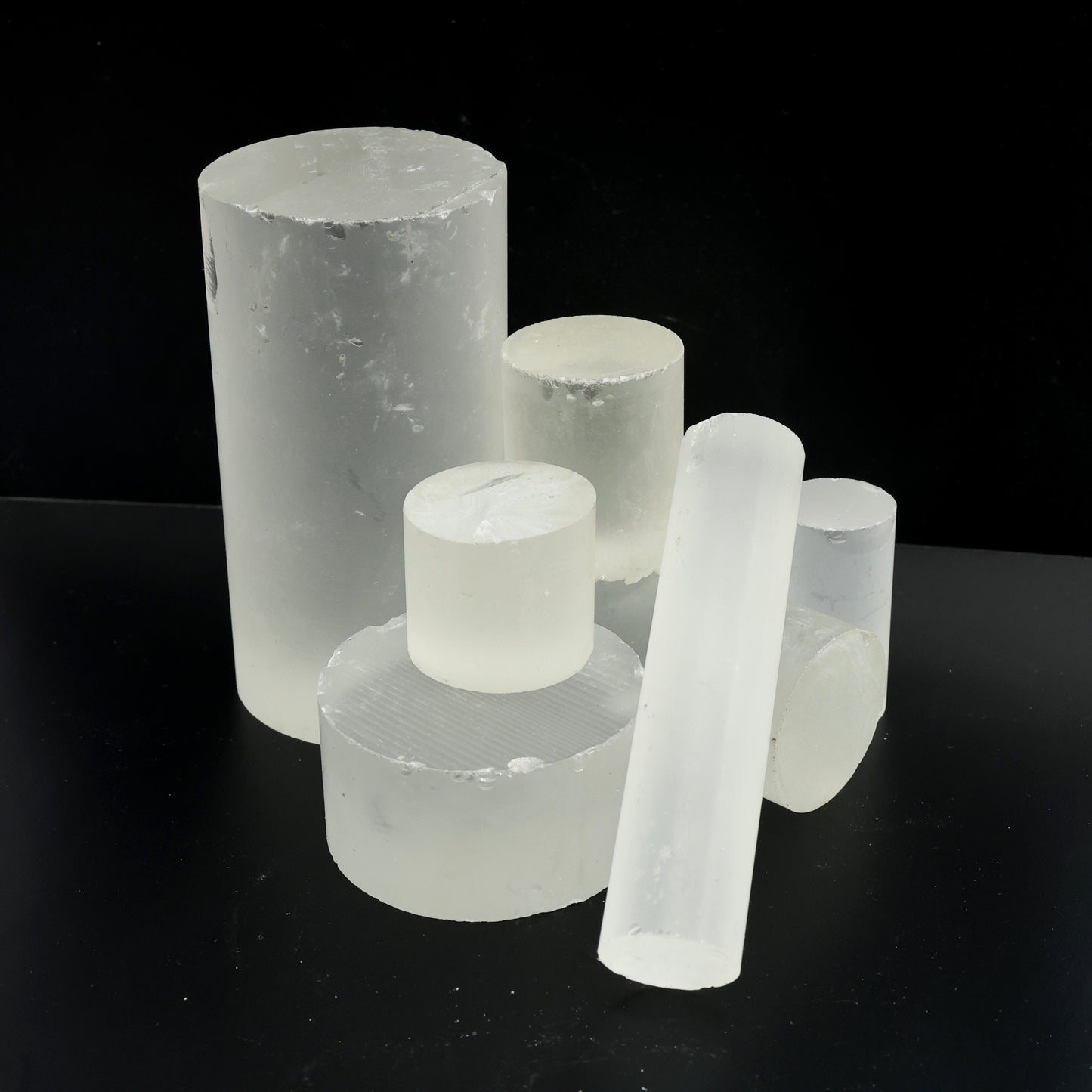 White Cylinders Lab Created Corundum Sapphire - Faceting Rough