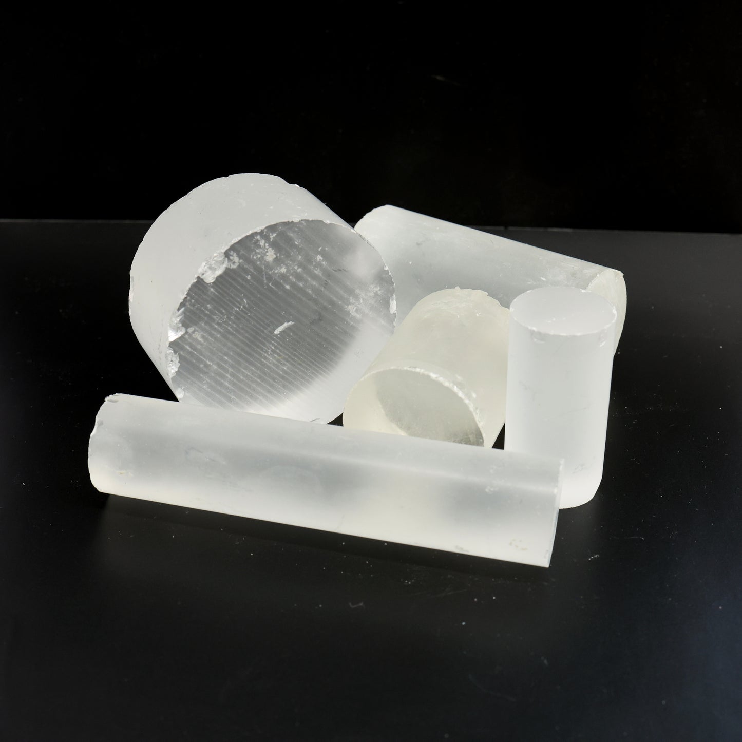 White Cylinders Lab Created Corundum Sapphire - Faceting Rough