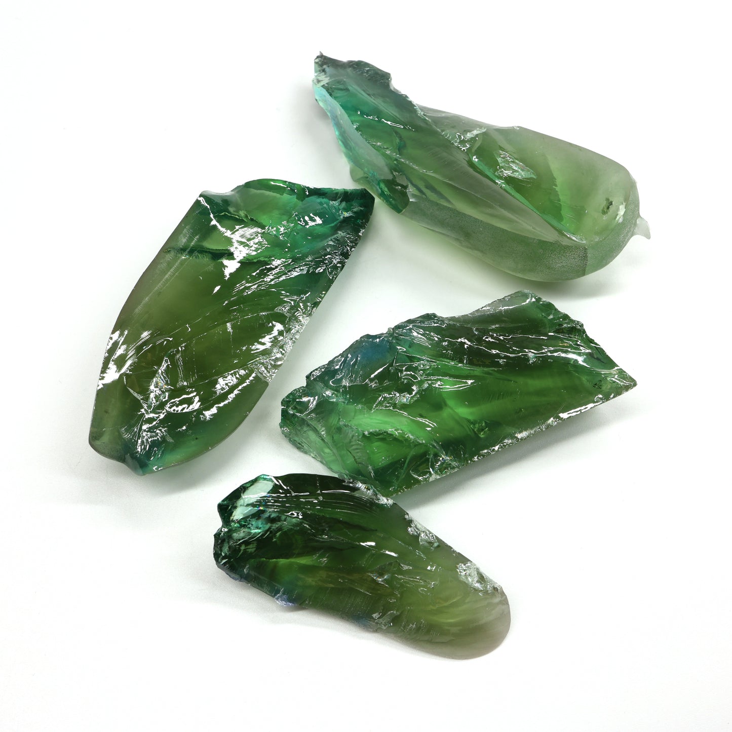 Synthetic Corundum Rough – Varied Green-Blue Chunks with Cracks (Special Purchase)
