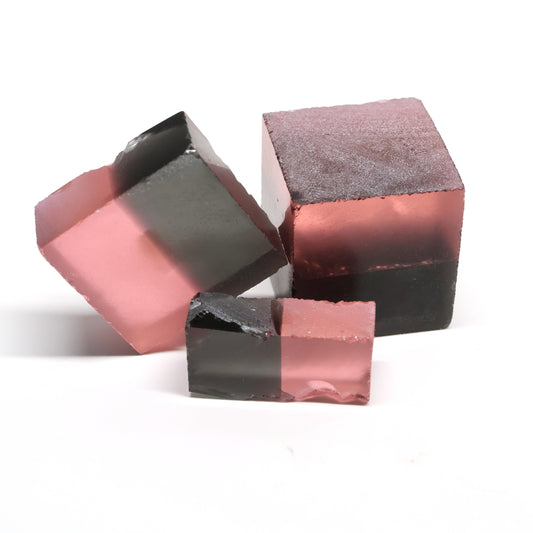 Nanosital Simulated Bi-Color Lab Created Faceting Rough for Gem Cutting - Grey-Pink - Various Sizes