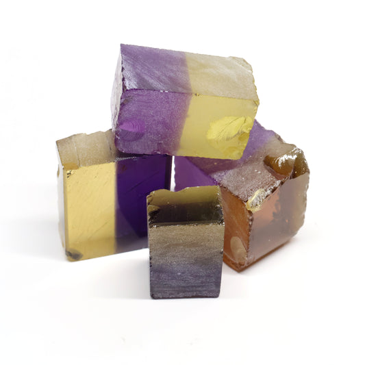 Nanosital Simulated Ametrine Lab Created Faceting Rough for Gem Cutting - Bi-Color Purple-Orange - Various Sizes