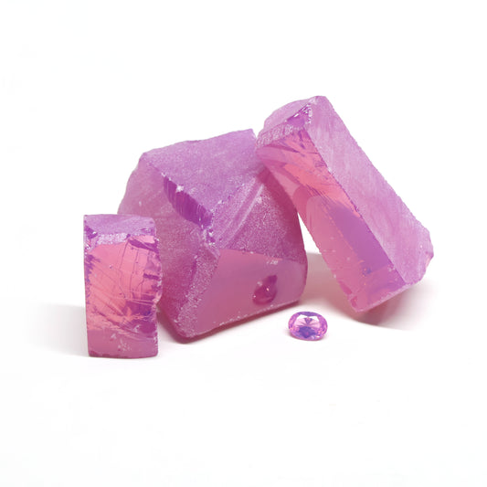 Nanosital Simulated Purple Orchid Chalcedony Lab Created Faceting Rough for Gem Cutting - #E-182/1 - Various Sizes