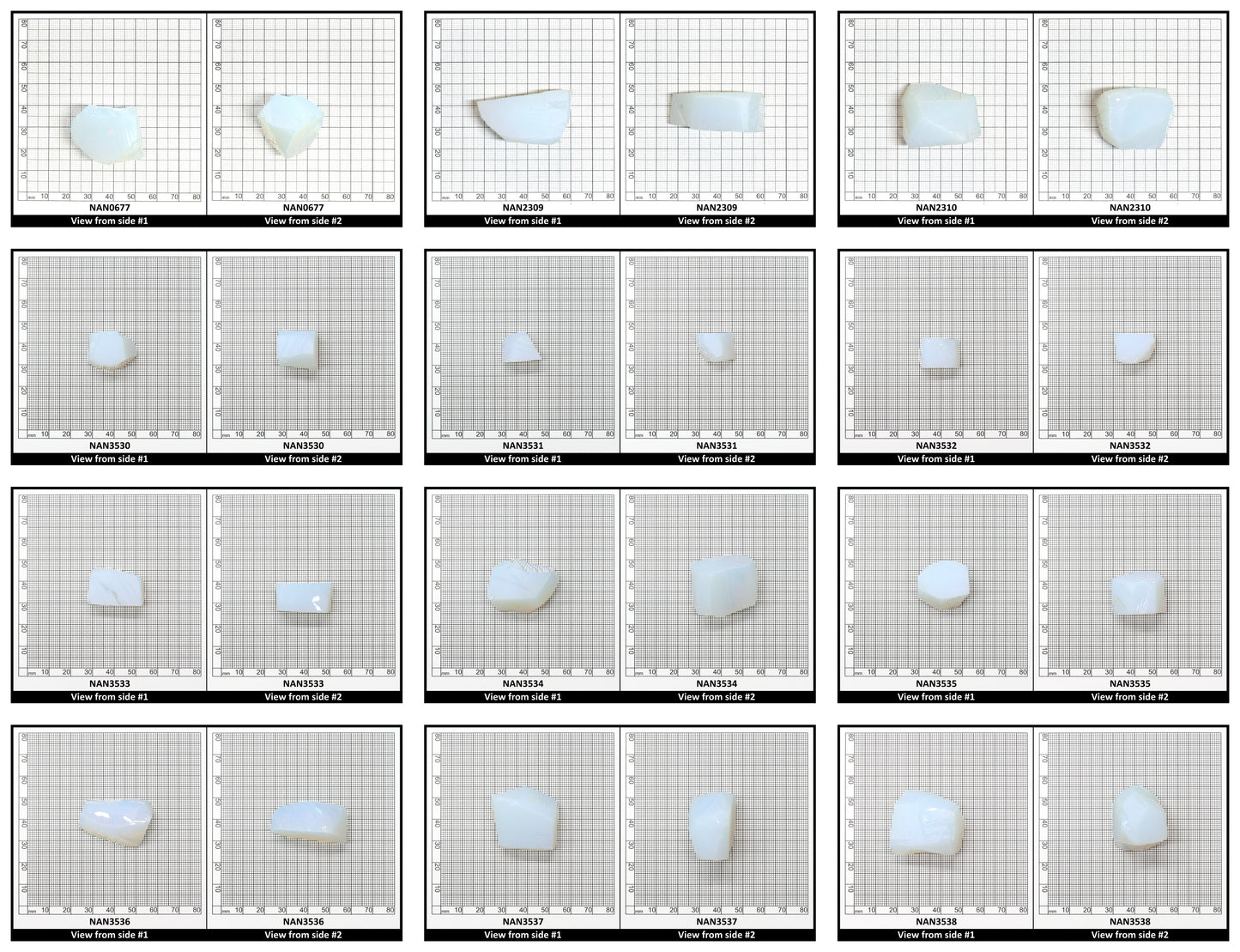 Nanosital Simulated White Opal Lab Created Faceting Rough for Gem Cutting - #001 - Various Sizes
