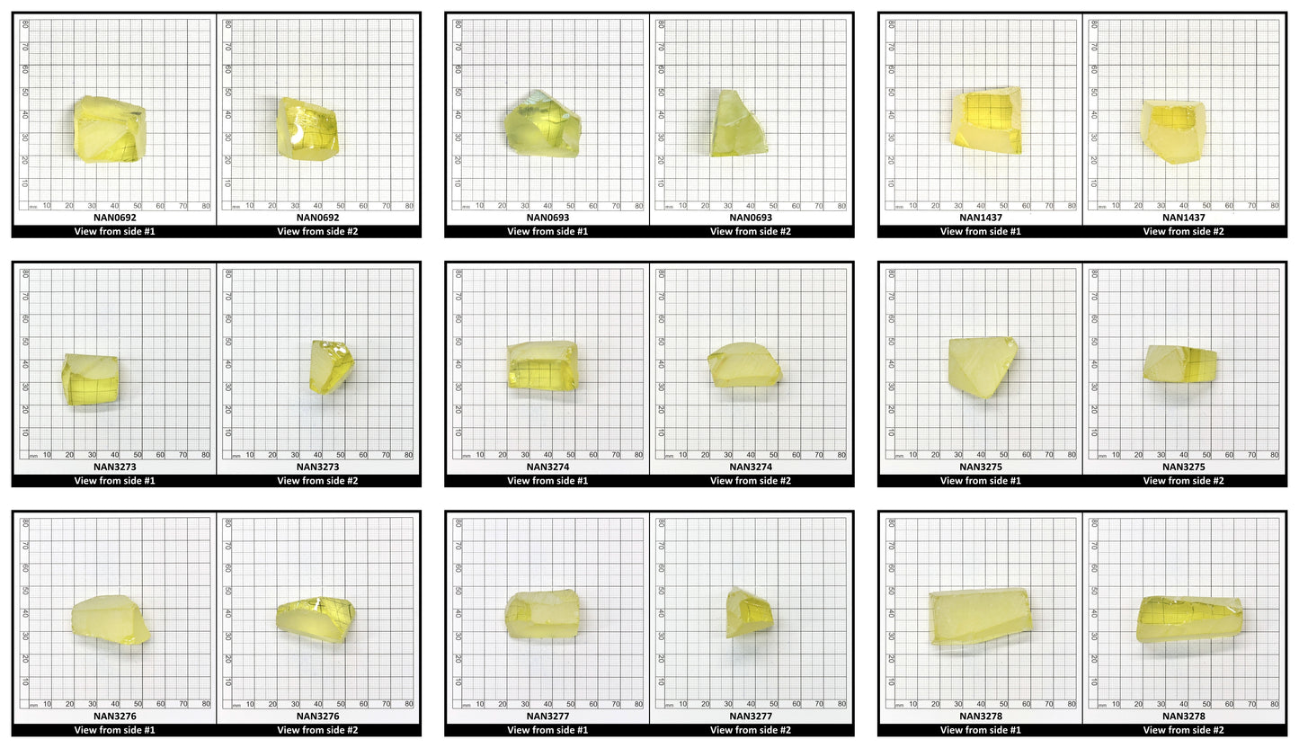 Nanosital Simulated Canary Yellow Citrine Lab Created Faceting Rough for Gem Cutting - #10 - Various Sizes