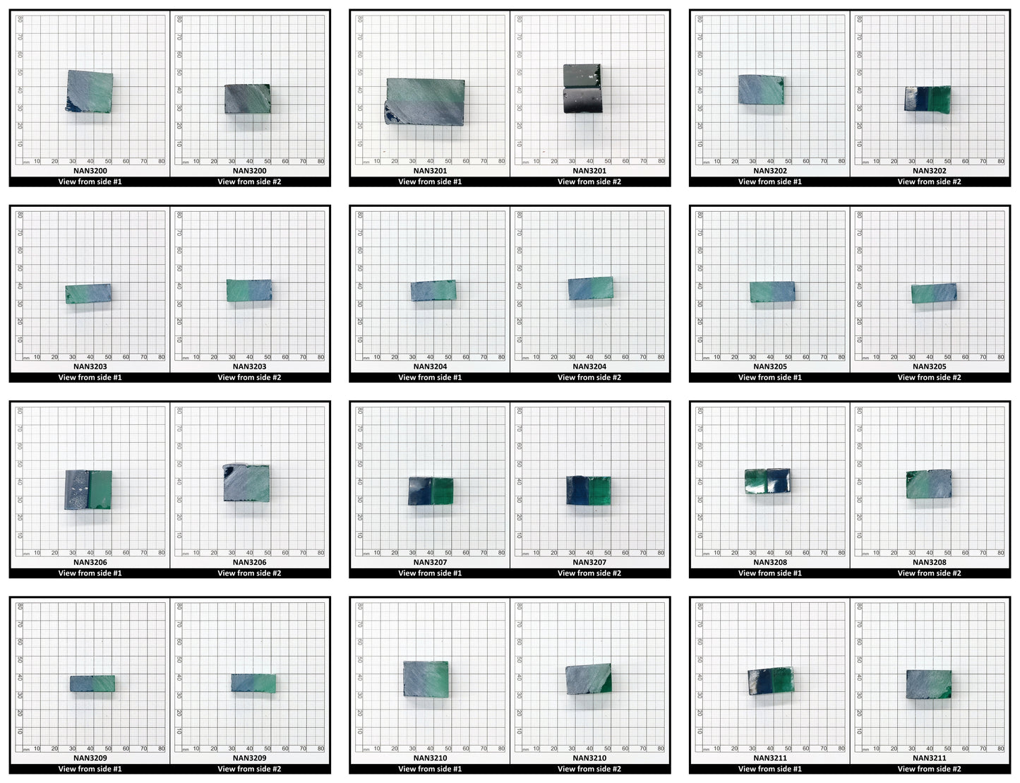 Nanosital Simulated Bi-Color Lab Created Faceting Rough for Gem Cutting - Blue-Green - Various Sizes