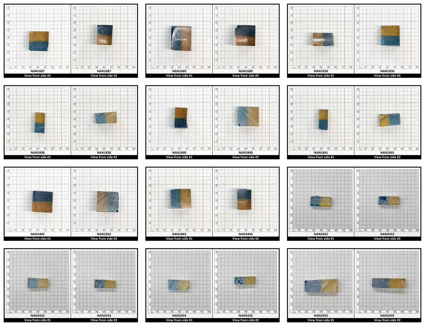 Nanosital Simulated Bi-Color Lab Created Faceting Rough for Gem Cutting - Yellow-Blue - Various Sizes