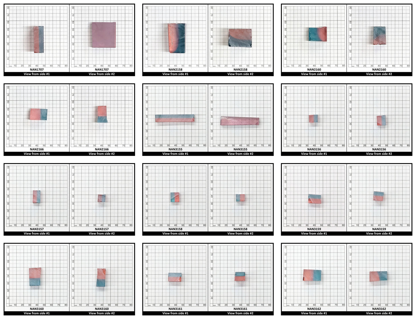 Nanosital Simulated Bi-Color Lab Created Faceting Rough for Gem Cutting - Pink-Blue - Various Sizes