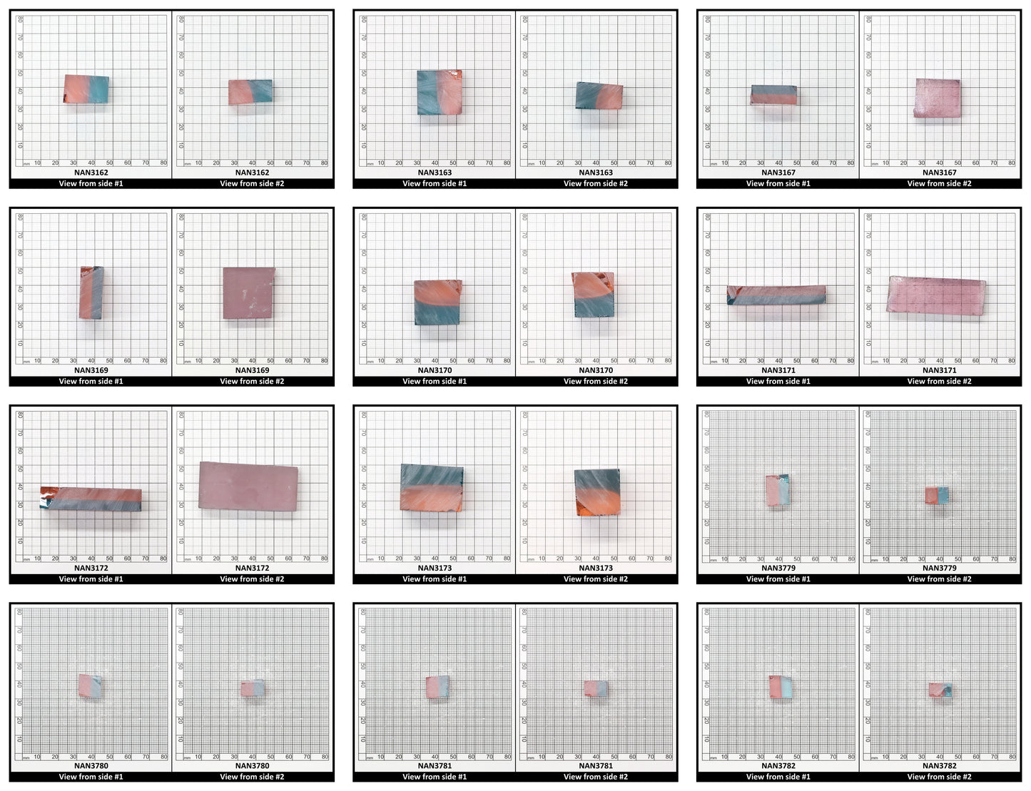 Nanosital Simulated Bi-Color Lab Created Faceting Rough for Gem Cutting - Pink-Blue - Various Sizes