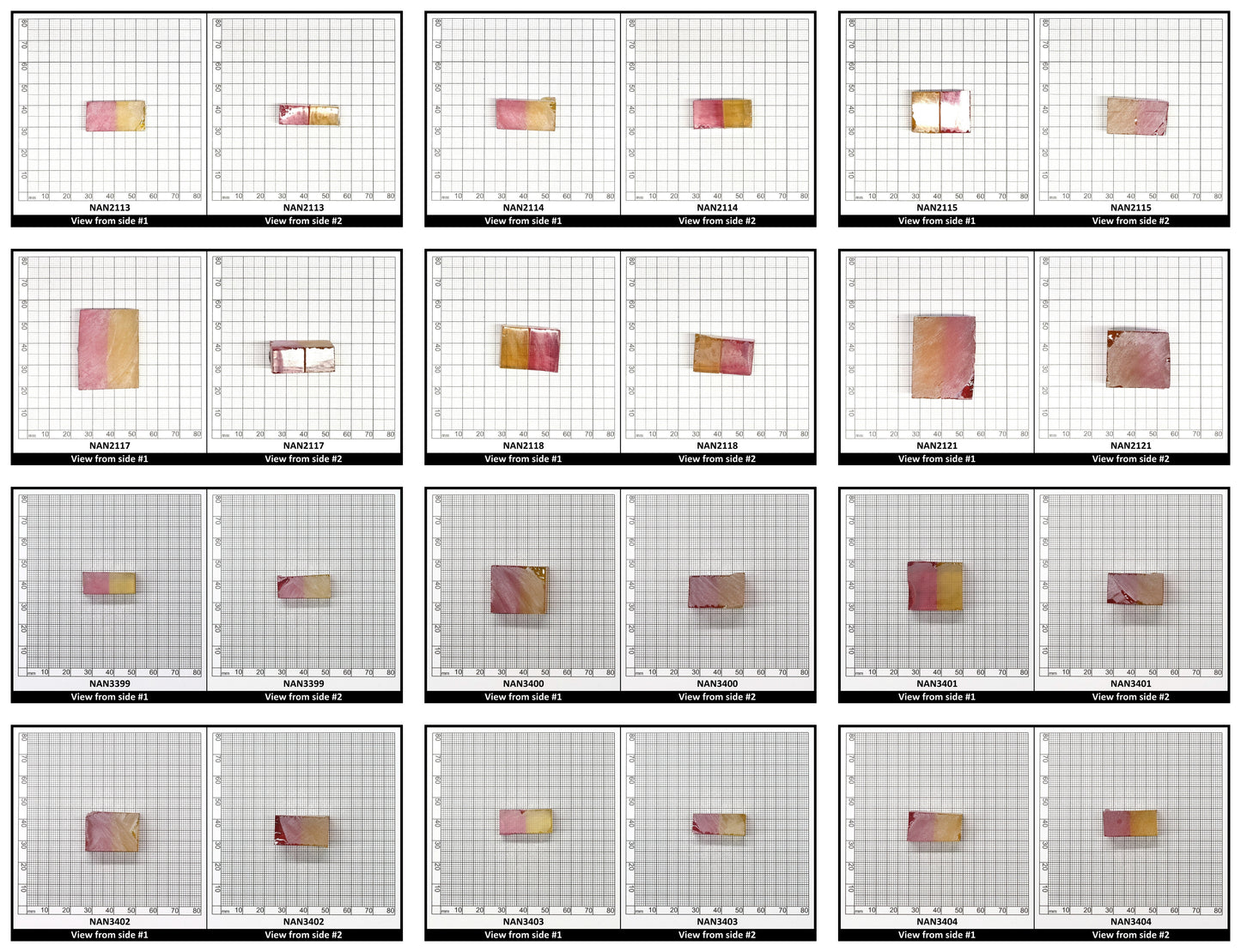 Nanosital Simulated Bi-Color Lab Created Faceting Rough for Gem Cutting - Kunzite-Intense Yellow - Various Sizes