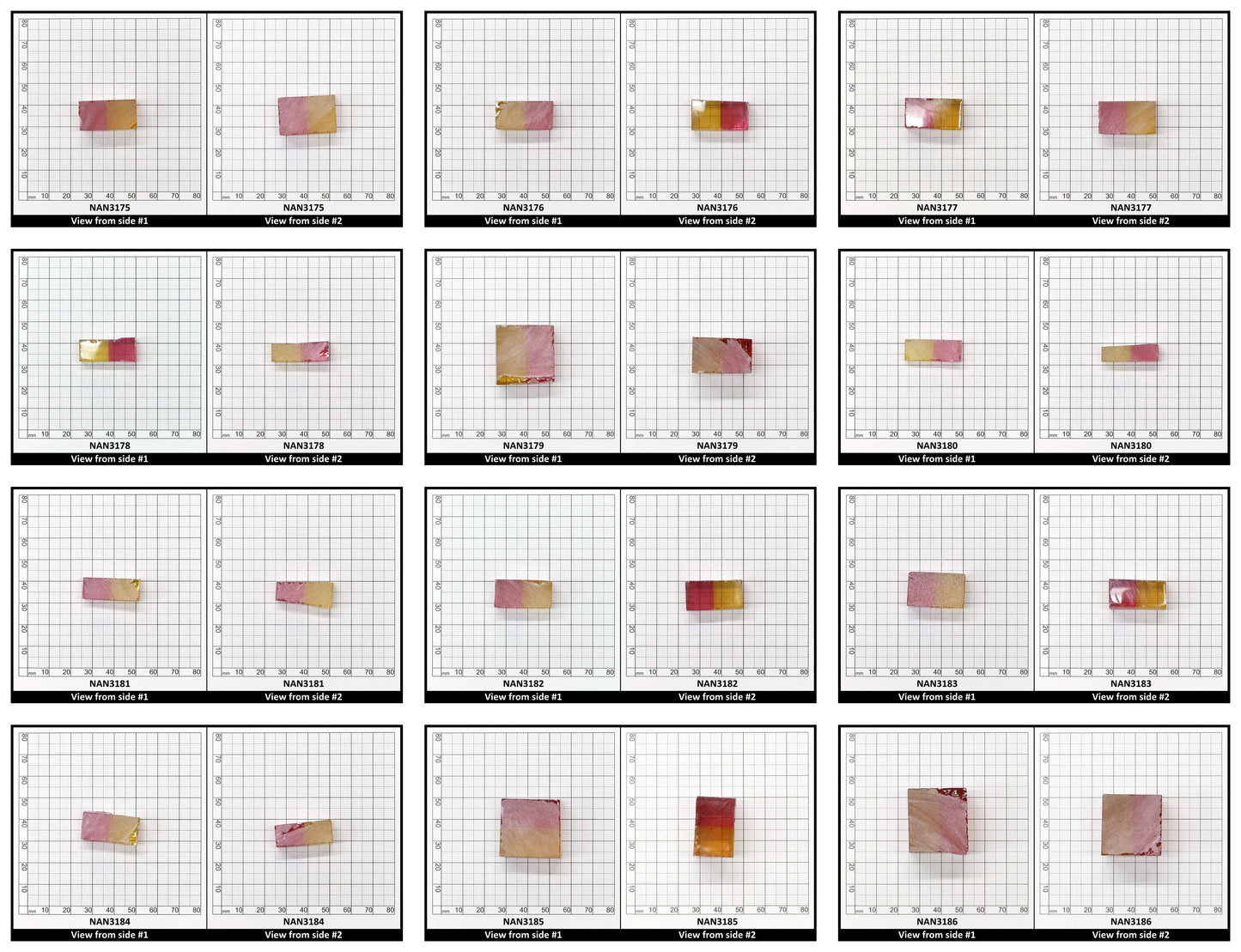 Nanosital Simulated Bi-Color Lab Created Faceting Rough for Gem Cutting - Yellow-Pink - Various Sizes