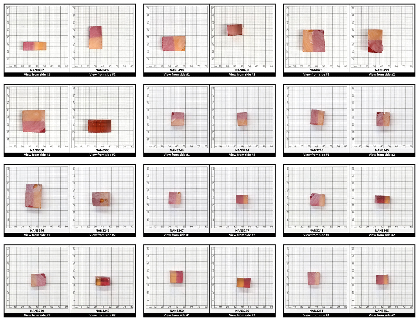 Nanosital Simulated Bi-Color Lab Created Faceting Rough for Gem Cutting - Kunzite-Orange - Various Sizes