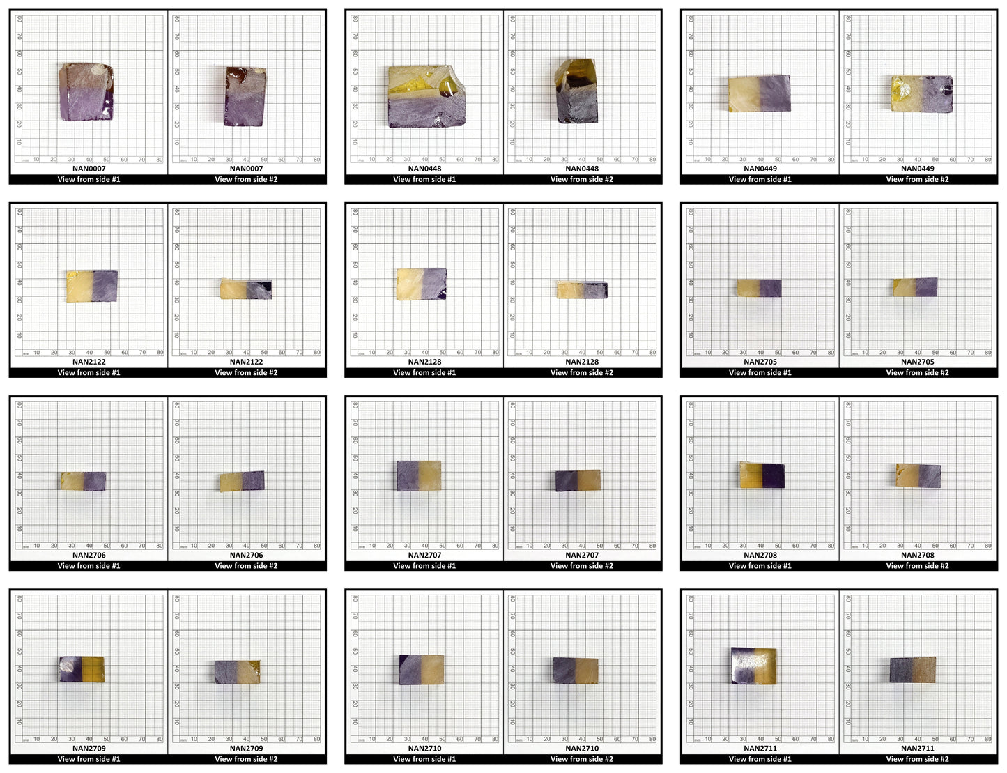 Nanosital Simulated Ametrine Lab Created Faceting Rough for Gem Cutting - Bi-Color Purple-Orange - Various Sizes