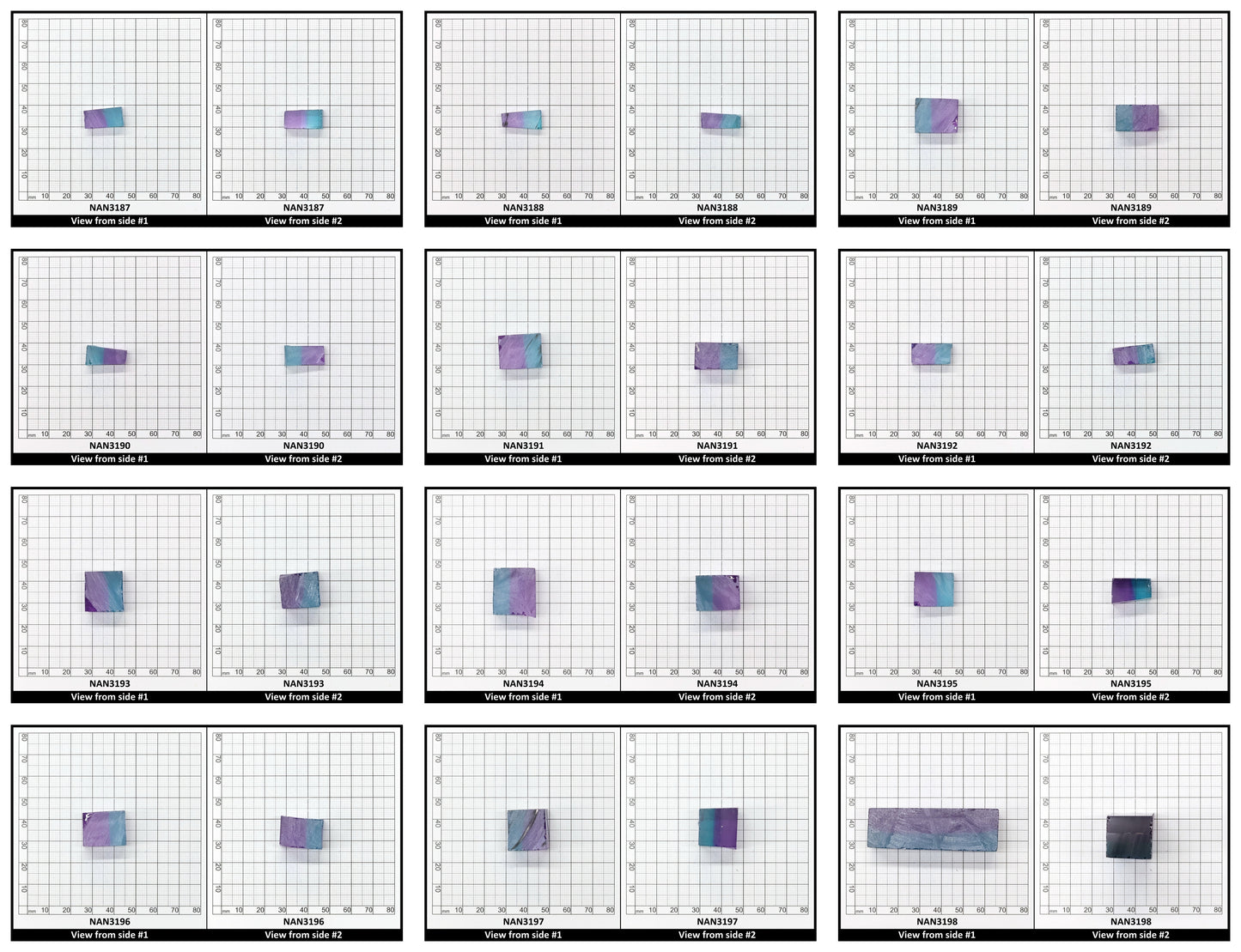 Nanosital Simulated Bi-Color Lab Created Faceting Rough for Gem Cutting - Purple-Blue - Various Sizes