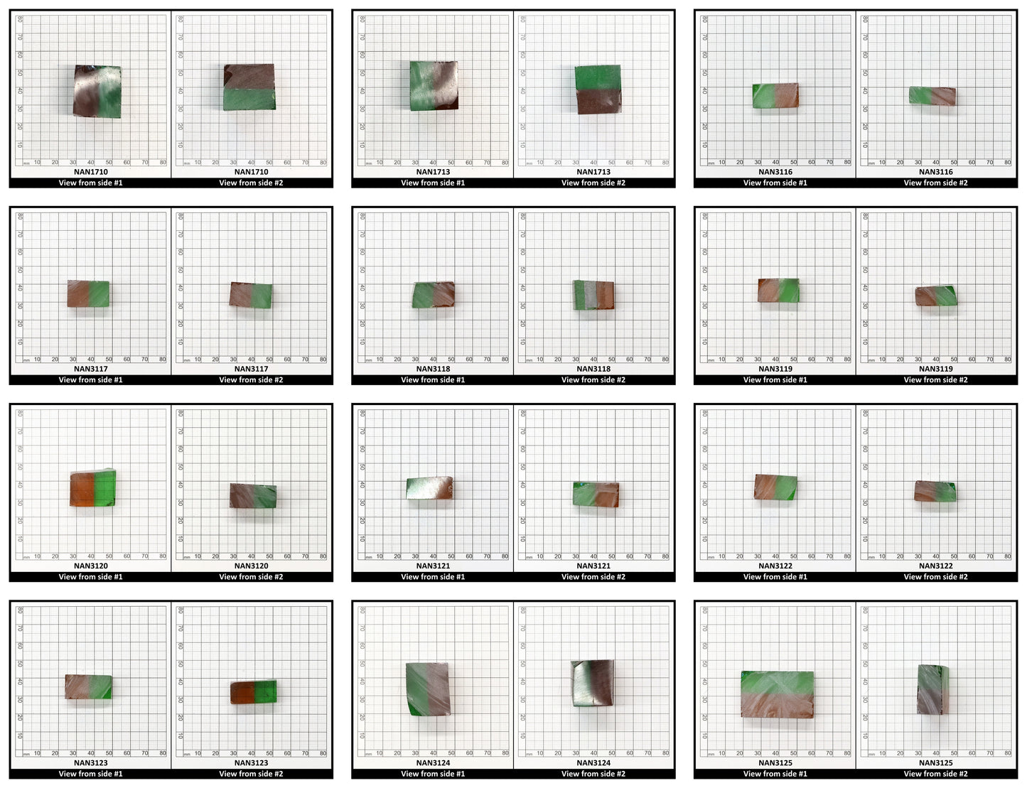 Nanosital Simulated Bi-Color Lab Created Faceting Rough for Gem Cutting - Green-Orange - Various Sizes