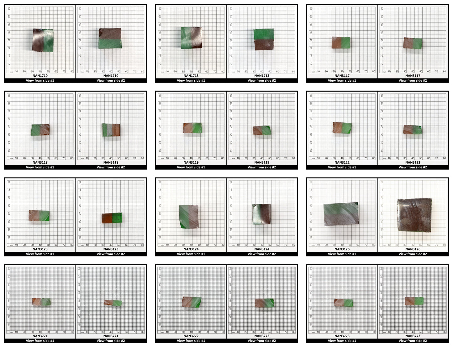 Nanosital Simulated Bi-Color Lab Created Faceting Rough for Gem Cutting - Green-Orange - Various Sizes